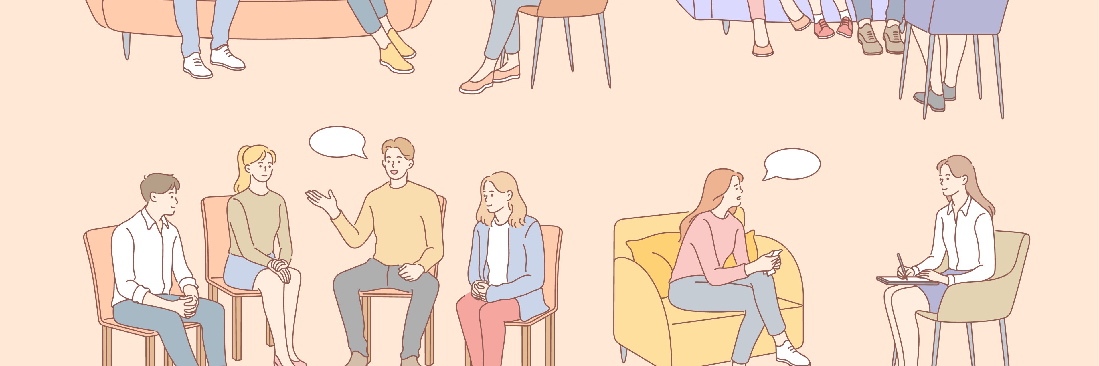 tegning af forskellige samtalesituationer