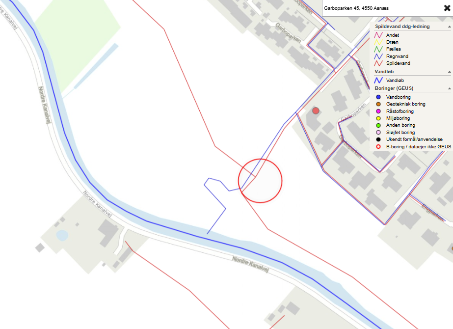 Oversigtskort over stedet, hvor udslip er sket