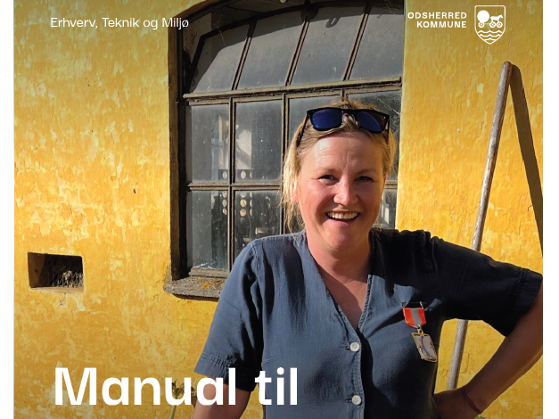 Smilende kvinde ved bod med græskar (fra forside af udgivelsen Manual til torvedag)