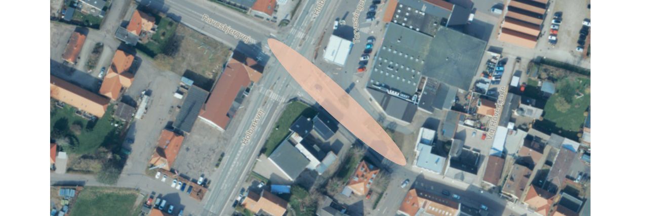Luftfoto af Vig Hovedgade