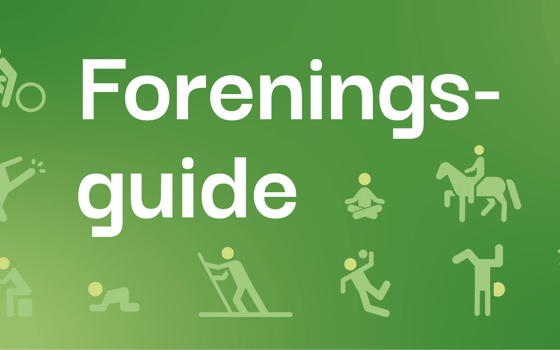 Grafik med overskriften "Foreningsguide" og ikoner som illustrerer forskellige fritidsaktiviteter