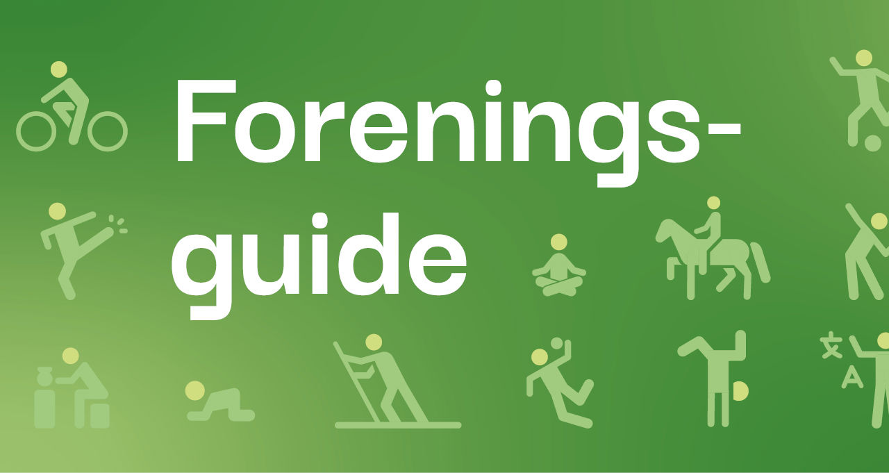 Grafik med overskriften "Foreningsguide" og ikoner som illustrerer forskellige fritidsaktiviteter