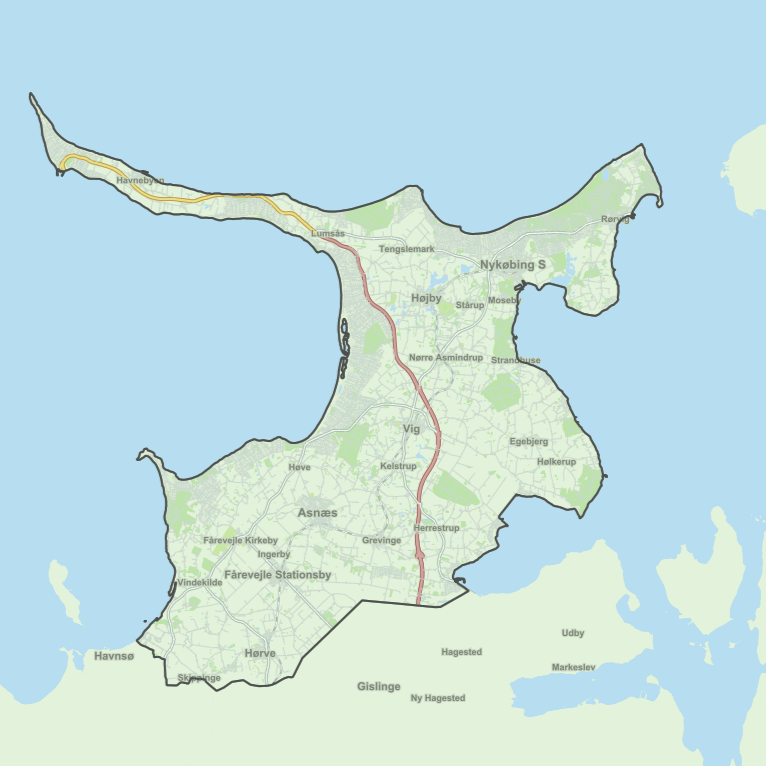 Kort over Odsherred Kommune