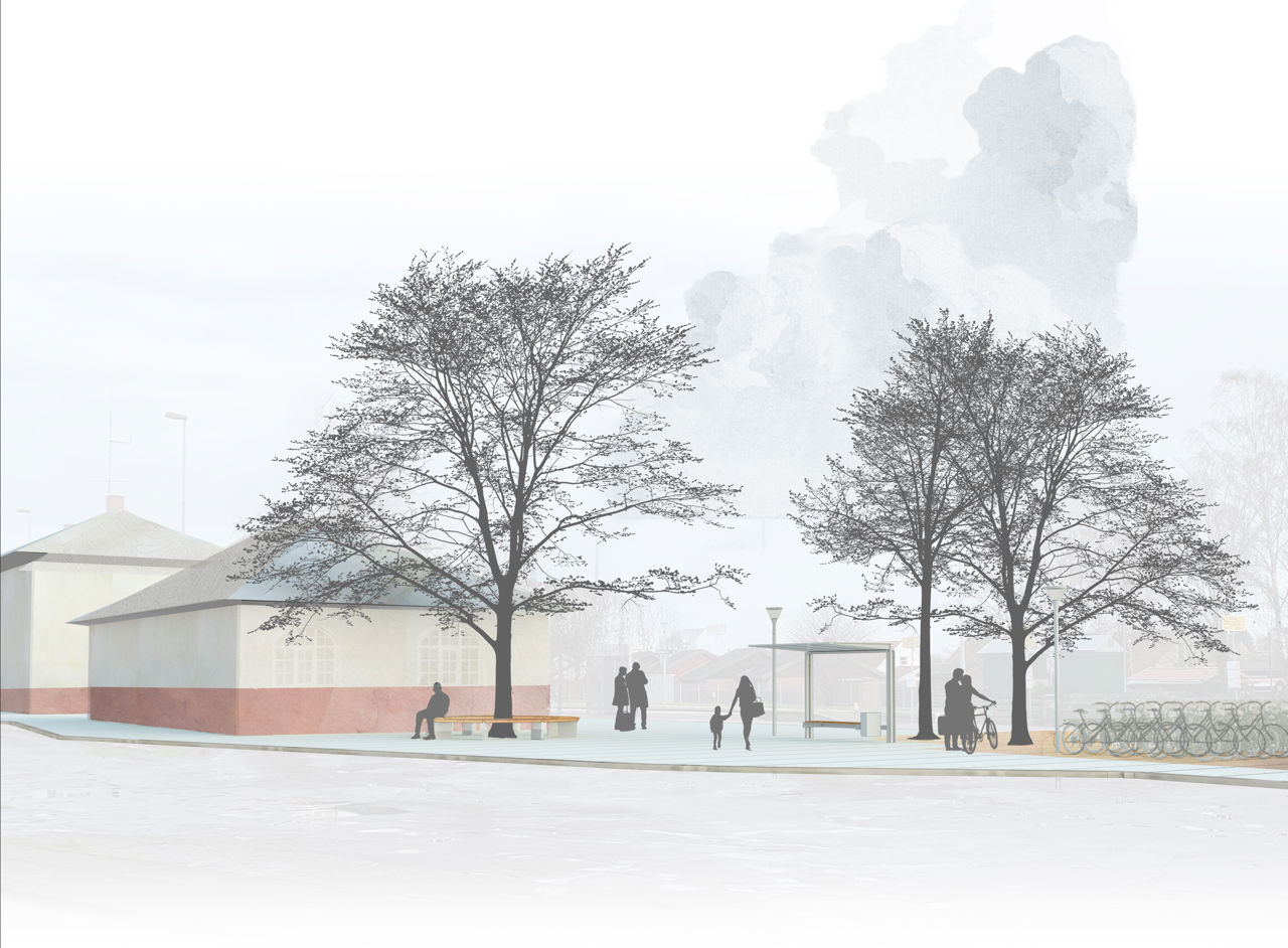 Nykøbing Sj stationsforplads skitse