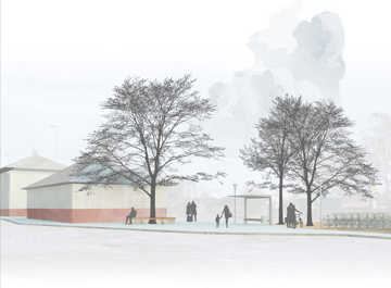 Nykøbing Sj stationsforplads skitse