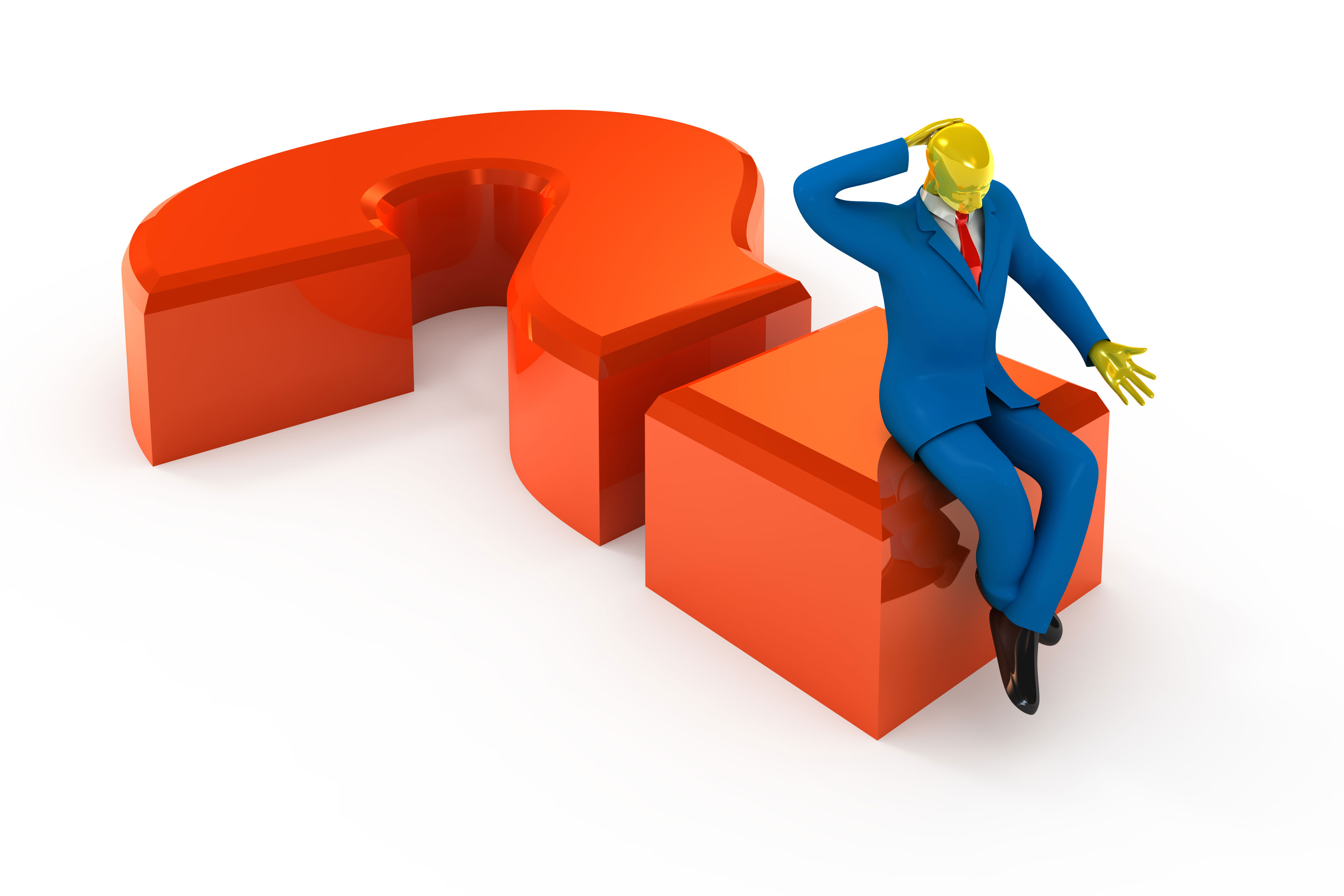 tegning af mand der sidder på spørgsmålstegn