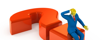 tegning af mand der sidder på spørgsmålstegn