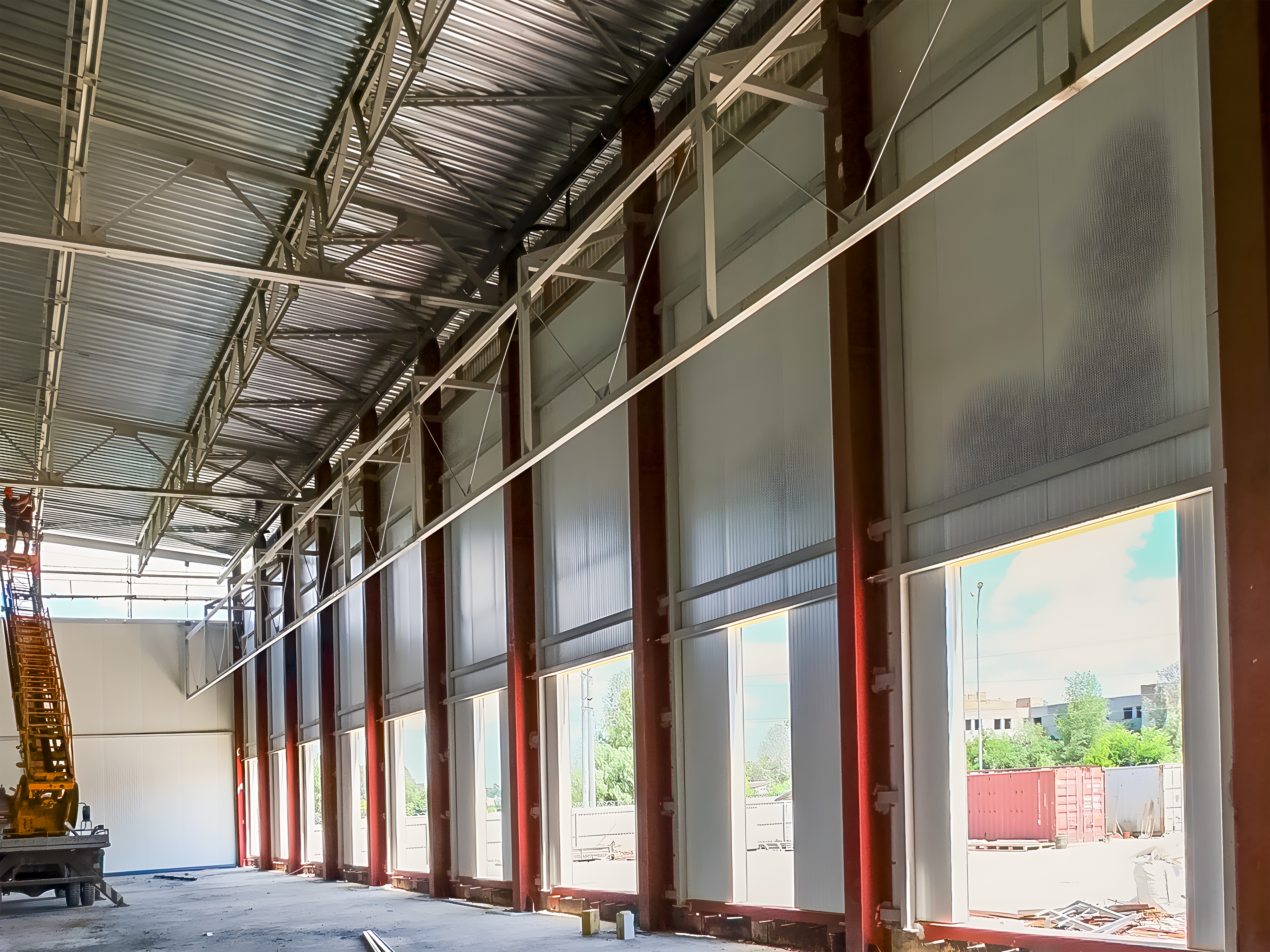 Lagerbygning set indefra