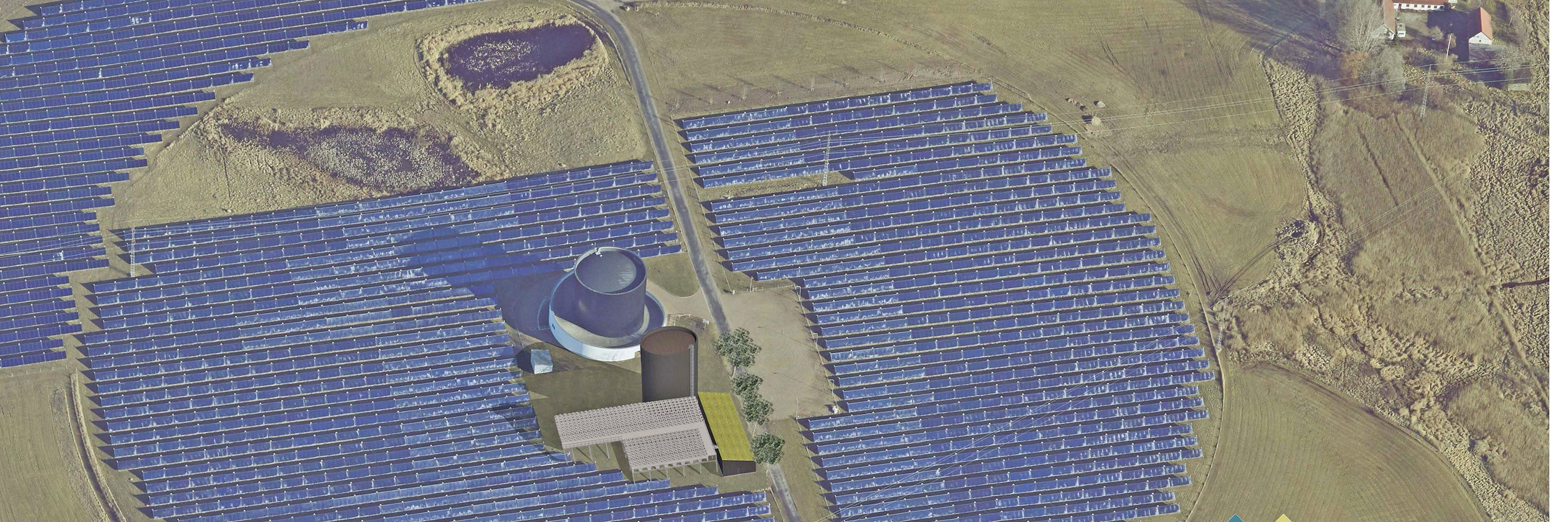 Illustration af ny varmepumpe på Getsøvej (Tegning: Tegnestuen Odsherred)