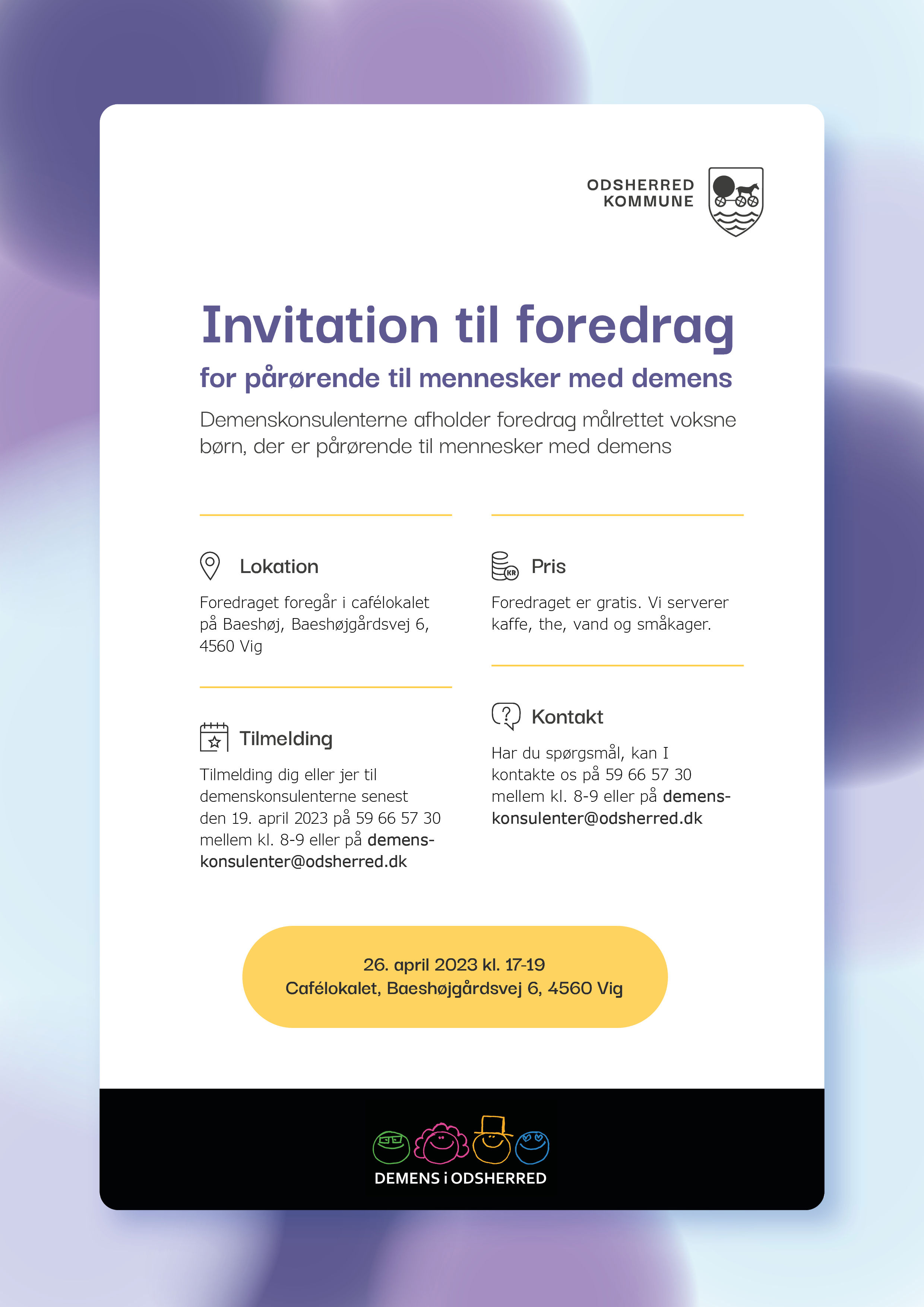 Info om foredrag om foredrag for pårørende til mennesker med demens