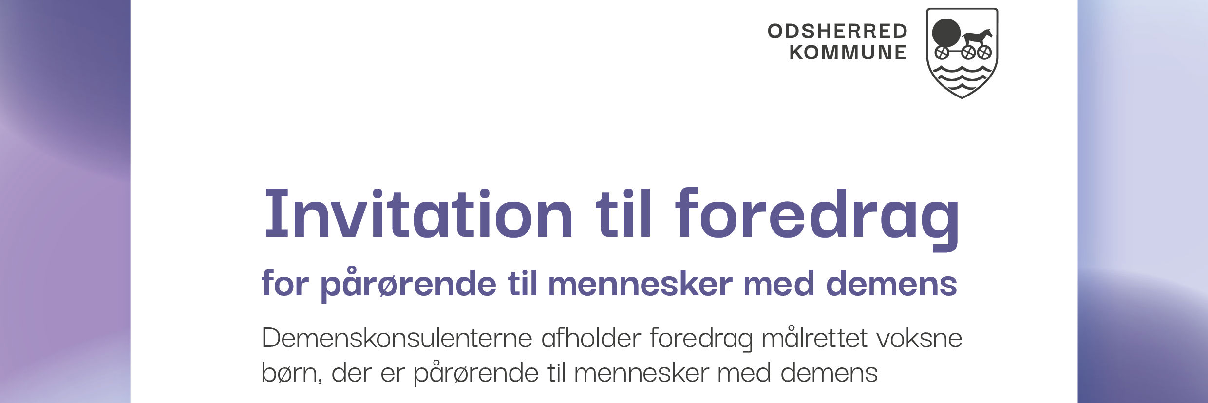 Info om foredrag om foredrag for pårørende til mennesker med demens