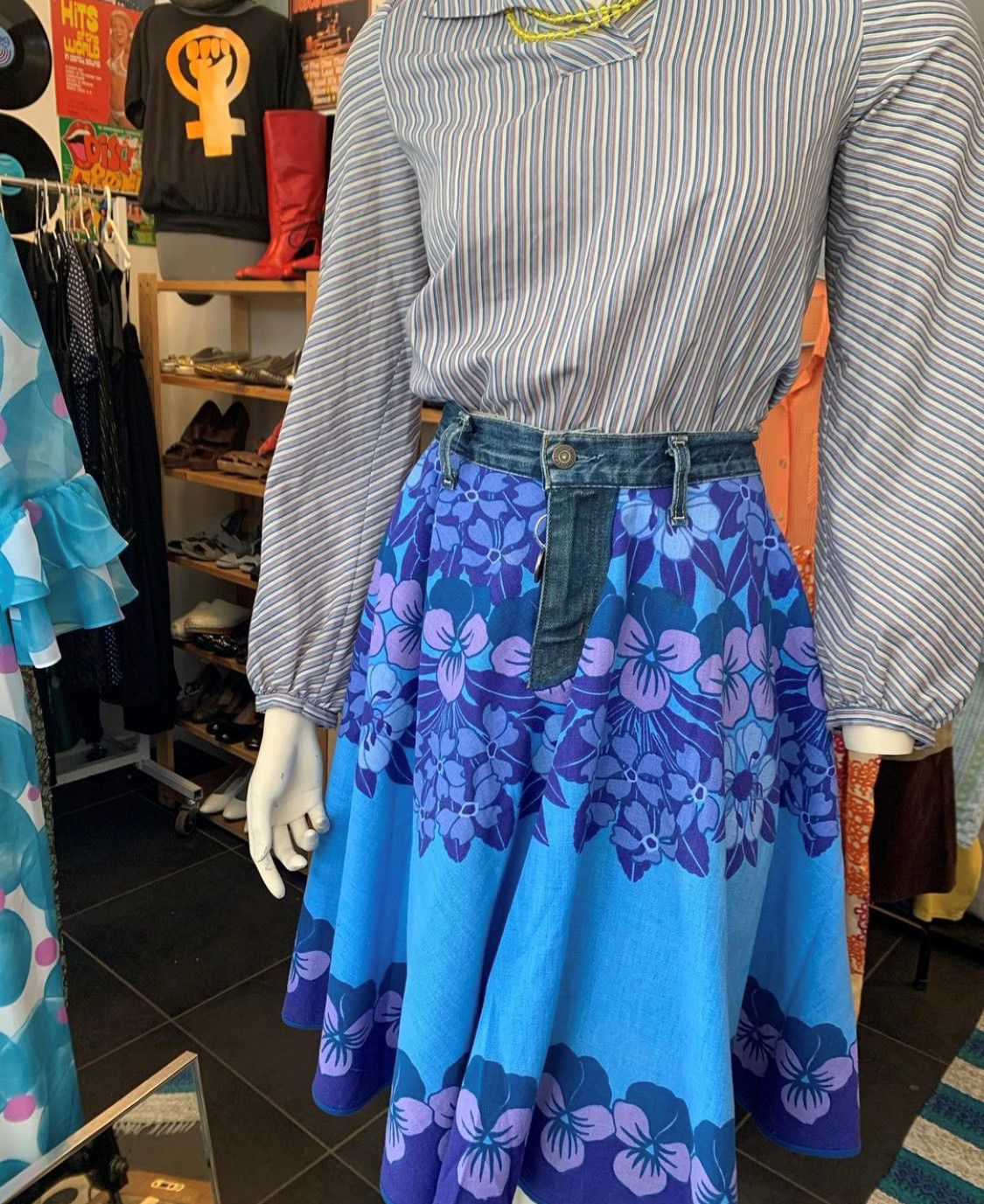 Genbrugsfabrikken Nederdel Af Kasserede Jeans Og Dug