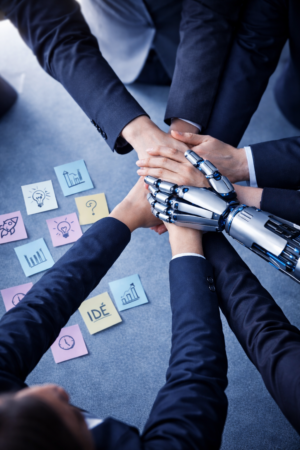Menneskehænder og en robot