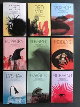 Oversigt over forsider fra Forfatterskolen for Unge