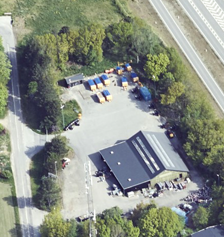 Materielpladsen på Nørremarksvej 13 set fra luften