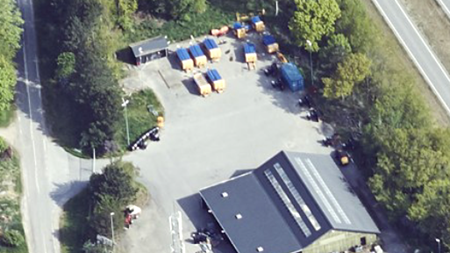 Materielpladsen på Nørremarksvej 13 set fra luften