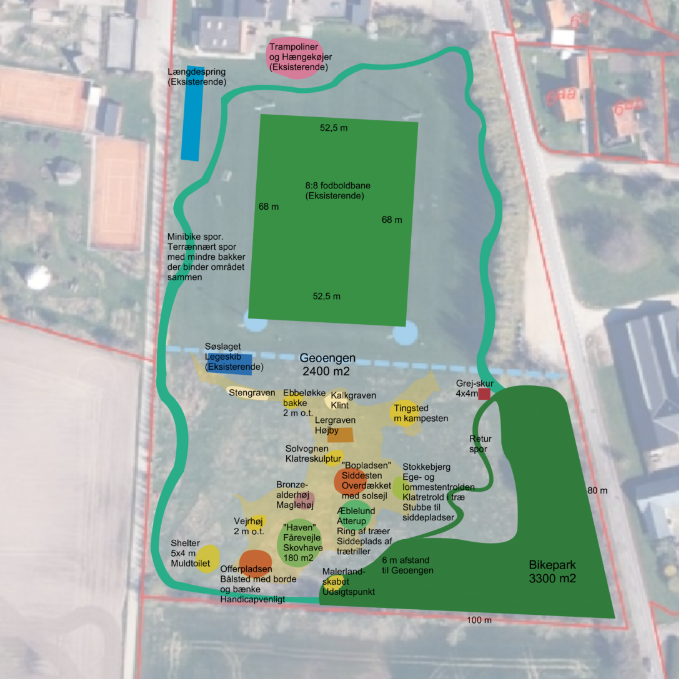 Kort over projektet Geoegnen ved Egebjerg skole og børnehave